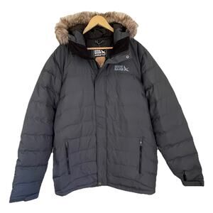 Eddie Bauer Gray Boundary Pass 650 Down Parka Hooded Zip Black Jacket NWT~ XL